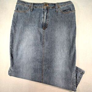 Venezia Womens Denim Jean Straight Skirt Size 14 Double Side Slit Medium Wash